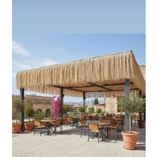 AYGHOME - Doğal Rafya Otu Saçak Otu  75X300 Cm- Kafe Plaj ve Bahçe Şemsiyesi Için Püsküllü Çatı Kaplama Dekorasyonu | Rustik Püsküllü Kamış Hasır