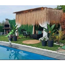 AYGHOME - 75X200 cm Doğal Rafya Püskül - Dekoratif Hasır Saçak Otu (2 Metre Kesintisiz)