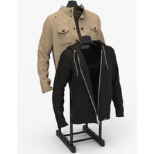 Normadia Yüksekliği Ayarlanabilir Siyah Çift Askılı Dilsiz Uşak Elbise Askısı