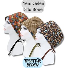 Doktorbonem Tesettür Beden 3'lü Paket Renkli Yelpazeler Haki Şal Akasya Çiçekler Kahverengi Cerrahi Bone