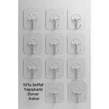 Normadia 10 Adet Şeffaf Kendinden Yapışkan Kapı Duvar Askısı, Güçlü ve Kullanışlı