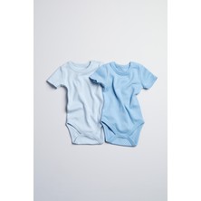 Bondberro 2'li Takım Bebek ve Çocuk Çıtçıtlı Body Zıbın Mavi / Buz Mavisi