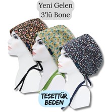 Doktorbonem Tesettür Beden 3'lü Paket Sarı Beyaz Çıtır Sarmaşık Güller Sarı Mavi Lacivert Çıtır Cerrahi Bone