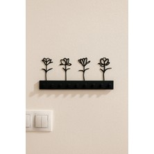 Normadia Çiçek Desenli Anahtarlık Askısı, Duvar Tipi, 8 Kanca, Şık ve Fonksiyonel