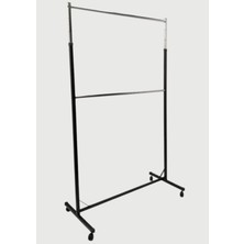 Normadia Çift Katlı Ayarlı Tekerlekli Stant, Elbise ve Mağaza Askılığı 220X120 cm
