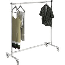 Normadia Şık Krom Frenli Tekerlekli Stand Askılık, Lüks Tekli Tasarım