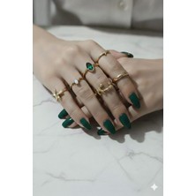 Top Fashion 5'li Rose Gold Renk Deniz Yıldızı Temalı Yüzük Seti- Çelik Kaplama Trend Takı