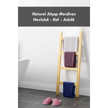 Normadia Şık Ahşap Dekoratif Merdiven Raf ve Havluluk Seti