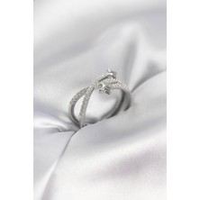 Mç Plus Gümüş Renk Zirkon Taşlı Halley Model Kadın Yüzük