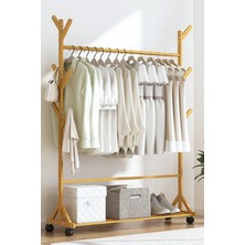 Normadia Masif Ahşap Ayaklı Tekerlekli Modüler Elbise Askısı