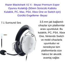Razer Blackshark V2 x - Beyaz Premium Espor Oyun Kulaklığı (50MM Sürücülü Kablolu Kulaklık  + Kablolu Oyuncu Mouse Hediye