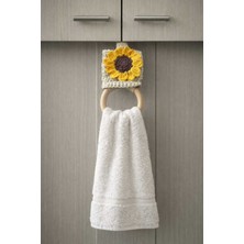 Normadia El Yapımı Ayçiçeği Desenli Ahşap Havluluk ve Dekoratif Askılı