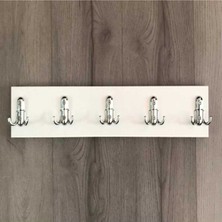 Normadia Şık Beyaz Ahşap Duvar Askısı 10'lu 10X50 cm Set