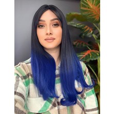 Aura Peruk Siyah Mavi Ombreli Şahane Düz Perçemli Tina Modelimiz