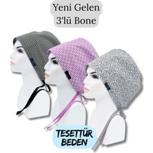 Doktorbonem Tesettür Beden 3'lü Paket Likralı Geometrik Çiçekler Lila Geometrik Desenler Lacivert Minik Şallar