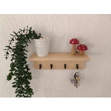 Normadia Rustik Ahşap Anahtarlık Askısı ve Duvar Rafı, Dekoratif ve Şık Tasarım