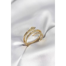 Clariss Yılan Model Gold Renk Zirkon Taşlı Kadın Yüzük