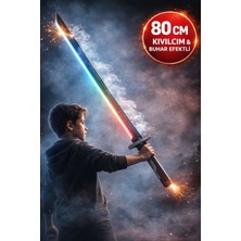 Toyfest 1 Adet 80 cm Kıvılcım & Buhar Efektli LED Işıklı Oyuncak Kılıç – Şarjlı Cosplay Kılıcı