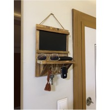 Normadia Doğal Ahşap Yazı Tahtalı Anahtarlık ve Not Panosu Seti