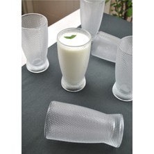 Qualitev 6 Adet Cam Boncuk Desenli Meşrubat Ayran Bardağı ve Bira Bardak 360 ml