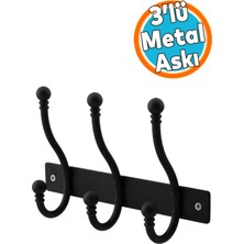 Normadia Metal Siyah 3’lü Portmanto Duvar Askısı, Şık ve Pratik Dolap Organizer