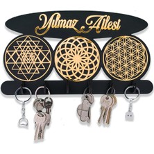 Normadia El Yapımı Sri Yantra ve Torus Nefesi Ahşap Anahtarlık Askısı