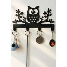 Normadia Şık Baykuş Tasarımlı 4 Kancalı Metal Anahtar Askısı, Duvara Monte