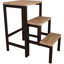 Mefehe Siyah Katlanabillir Ahşap Basamaklı Çok Amaçlı Merdiven