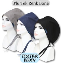 Doktorbonem Tesettür Beden 3'lü Tek Renk Paket Gri Siyah Lacivert Tek Renk Cerrahi Bone