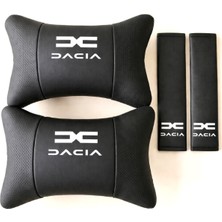 Özgürce Siyah Deri Oto Boyun Yastığı ve Emniyet Kemer Pedi Seti, Nakış Detaylı