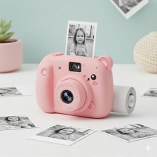 Eser Ticarett Sevimli Ayıcık Tasarımlı Anında Baskı Çocuk Dijital Fotoğraf Makinesi – Termal Baskılı Eğlenceli Kamera