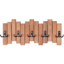 Normadia Ahşap Duvar ve Kapı Askısı, Elbise Askılık, Piyano Tasarımı, 5 Askılı