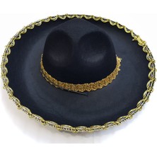 Kaia Life Altın Renk Şeritli Meksika Mariachi Latin Şapkası 55 cm Çuk