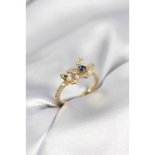 Clariss Gold Renk Çiçek Model Zirkon Taşlı Kadın Yüzük