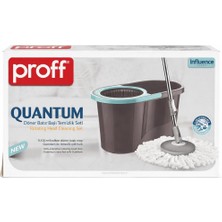 Proff Quantum Döner Başlıklı Mop Temizlik Seti – Pedallı Sıkma Sistemli Kova & Mikrofiber Mop – 360° Dönebilen Paspas Seti