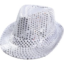 Kaia Life Çuk Boy Gümüş Payetli Şapka Gösteri Şapkası Michael Jackson Şapkası 54 No