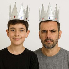 Kaia Life Gümüş Renk Eva Yumuşak Kral Kraliyet Tacı Yetişkin Çuk Uyumlu 55 cm