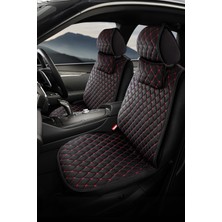 Özgürce Nefes Alabilir File Kumaş Oto Koltuk Minderi Siyah Kırmızı (Ön 2 Koltuk)