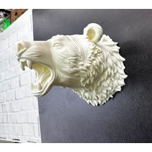 Astraltech Özel Tasarım Beyaz Ayı Duvar Aksesuarı 3D Dekoratif Heykel 25X19 cm
