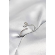 Mç Plus Gümüş Renk Pirinç Kuyruklu Kalp Model Kadın Yüzük