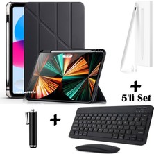 M.TK Moveteck Huawei Matepad 11.5 Inç Papermate 11.5s 2025/2023 Uyumlu Kılıf Trifolding Silikon Kapak + Bluetoothlu Klavye Mause + Android Dokunmatik Kalem 5in1 Set Tablet Klavyeli Kılıf