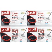 Proff Turbo Star Black Edition Döner Başlıklı Temizlik Seti Spin Mop Temizlik Kovası Pedallı Mop Seti 360° Dönen Mop