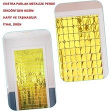 Kaia Life Ekstra Metalize Altın Renk Disko Dikdörtgen Kesim Kapı Perdesi Dekorasyon 1x2 Metre