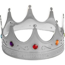 Kaia Life Gümüş Renk Yetişkin Çuk Uyumlu Kral Tacı Kraliyet Tacı 60 cm