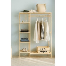 Normadia Çok Amaçlı Ahşap Gardolap ve Raflı Elbise Askısı 147X30X96