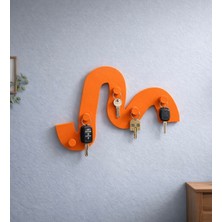 Normadia Şık Dalga Formlu Asimetrik Anahtar Askısı, Duvar Dekoru, 5 Kapasiteli, 24X18 cm