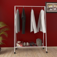 Normadia Oval Metal Askılık, Ayaklı Tekerlekli Çok Amaçlı Depolama Ünitesi