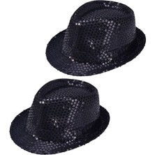 Kaia Life Çuk Boy Siyah Payetli Şapka Gösteri Şapkası Michael Jackson Şapkası 54 No