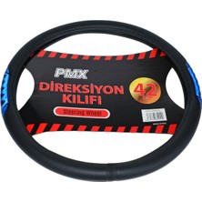 Pmx Geçmeli Direksiyon Kılıfı Fosforlu Siyah (Mavi) 42 cm TEQ-007BK/BL