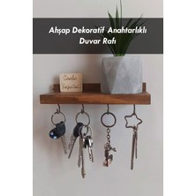 Normadia Ahşap Anahtar Askısı, Duvar Rafı, 4 Kancalı Dekoratif Tasarım